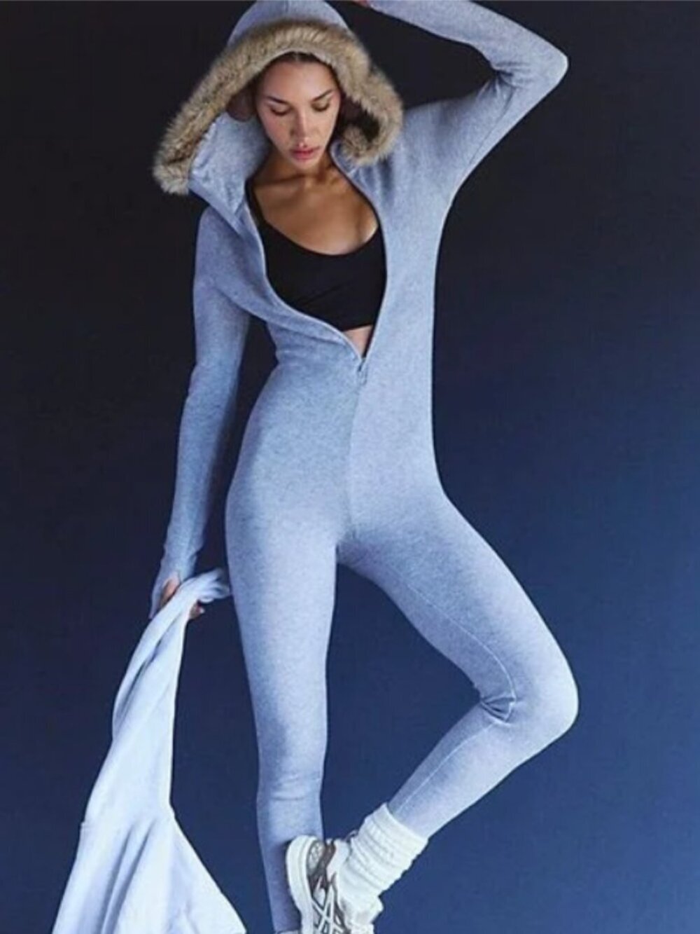 NWT Free People Snowmass Onesie in Heather Grey Combo